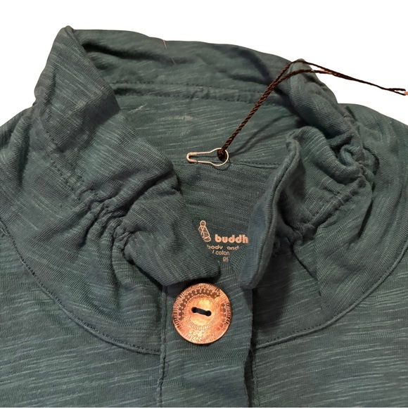 Neon Buddha Turquoise Tunic 3/4 Sleeve Mandarin Collar, Pockets, NWT - Picture 4 of 8